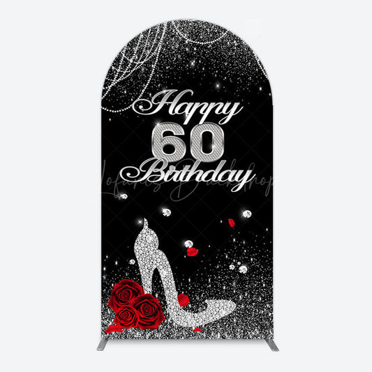 Lofaris Pearl Rose Heels Glitter 60th Birthday Arch Backdrop