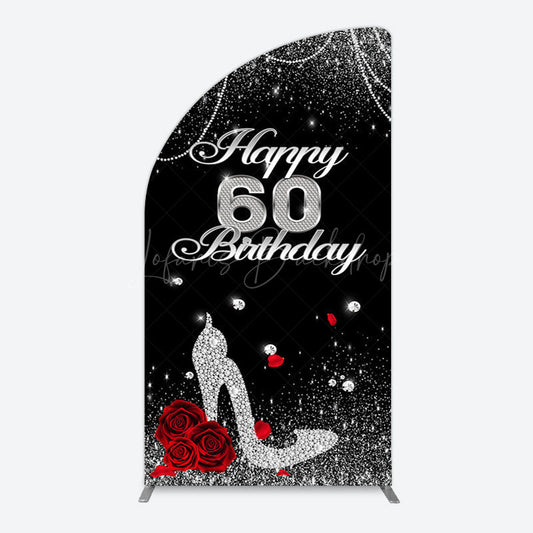 Lofaris Pearl Rose Heels Glitter 60th Birthday Half Moon Arch Backdrop