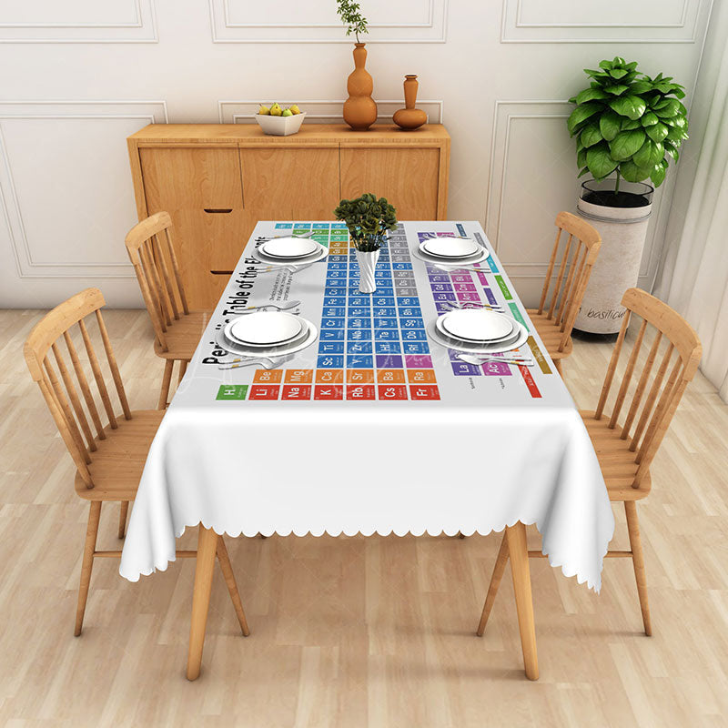 Lofaris Periodic Table of Elements Tablecloth on White for Science Classroom Decor or Chemistry Themed Party