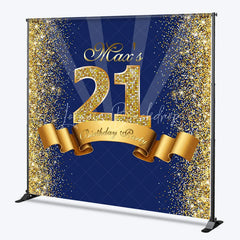 Lofaris Personalized 21st Birthday Backdrop Gold Glitter Number 21 on Navy Blue Background Custom Name Milestone Party Decor
