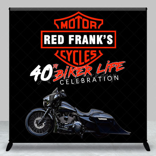 Lofaris Personalized 40th Biker Birthday Backdrop Custom Name Motorcycle Theme Club Inspired Party Decor