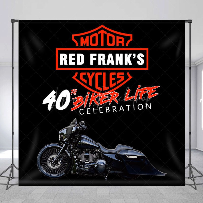 Lofaris Personalized 40th Biker Birthday Backdrop Custom Name Motorcycle Theme Club Inspired Party Decor