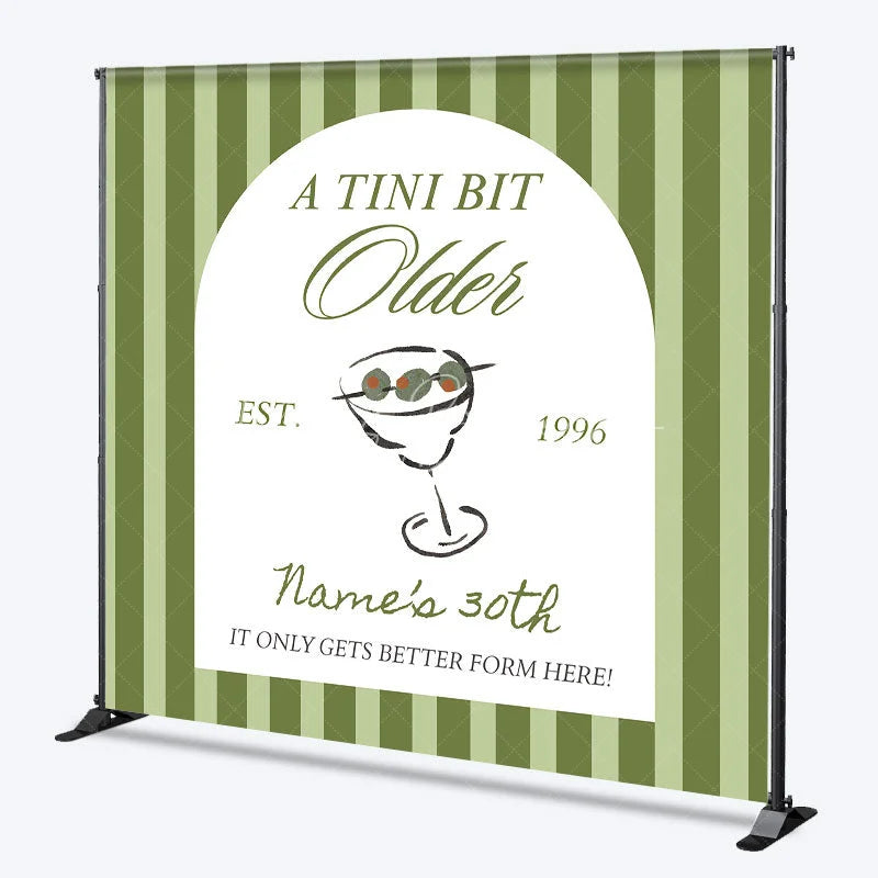 Lofaris Personalized A Tini Bit Older 30th Birthday Backdrop Custom Name Martini Theme Party Banner
