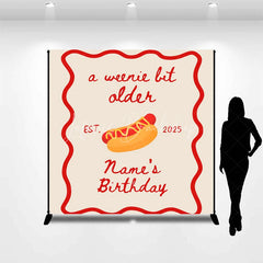 Lofaris Personalized A Weenie Bit Older Birthday Backdrop Custom Name Hot Dog Theme Party Banner