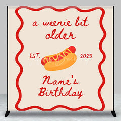Lofaris Personalized A Weenie Bit Older Birthday Backdrop Custom Name Hot Dog Theme Party Banner