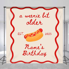 Lofaris Personalized A Weenie Bit Older Birthday Backdrop Custom Name Hot Dog Theme Party Banner