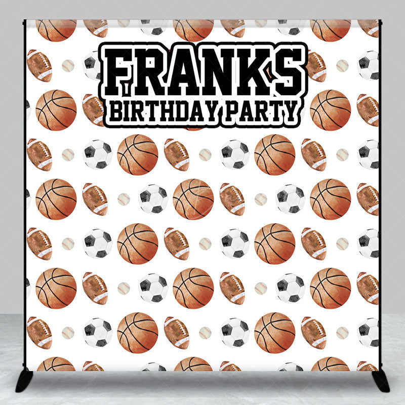 Lofaris Personalized All Star Sports Birthday Backdrop Basketball Soccer and Football Custom Name Party for Boy