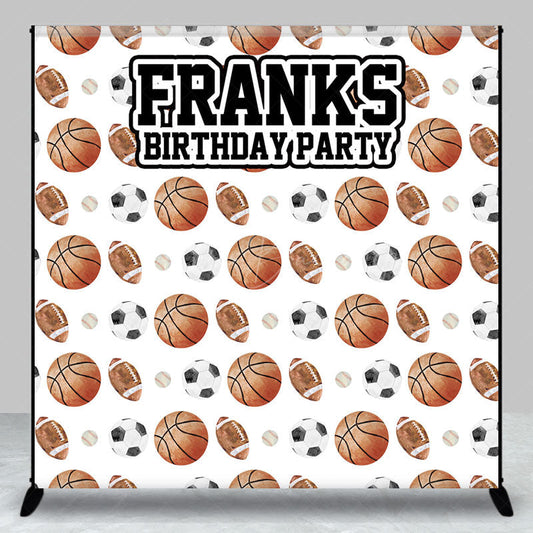 Lofaris Personalized All Star Sports Birthday Backdrop Basketball Soccer and Football Custom Name Party for Boy