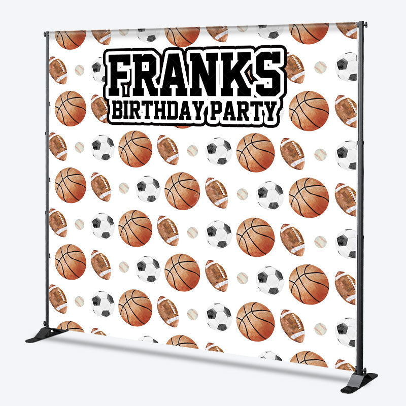 Lofaris Personalized All Star Sports Birthday Backdrop Basketball Soccer and Football Custom Name Party for Boy
