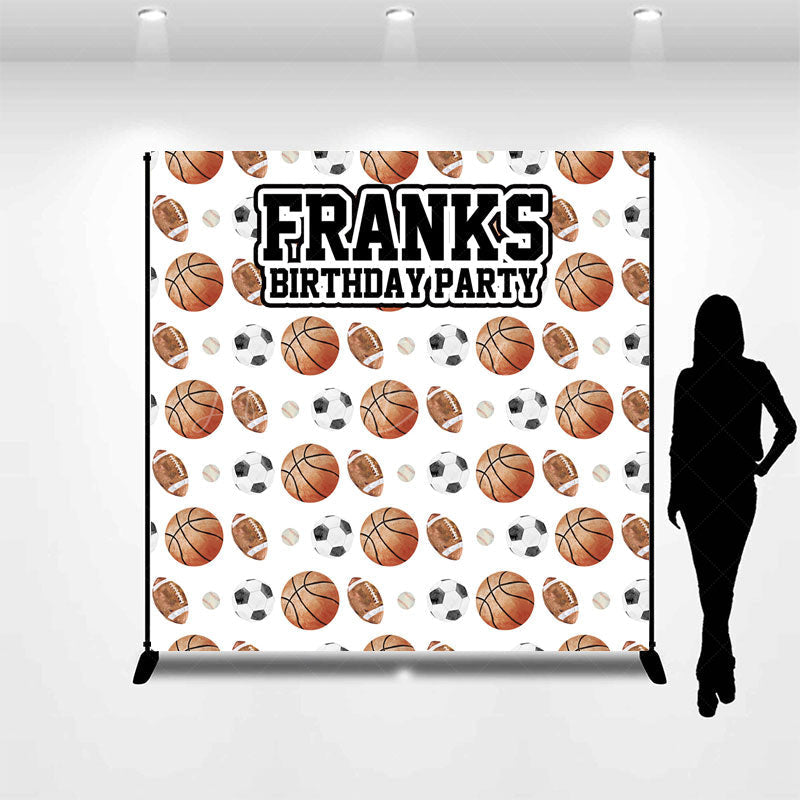 Lofaris Personalized All Star Sports Birthday Backdrop Basketball Soccer and Football Custom Name Party for Boy