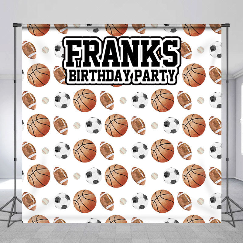 Lofaris Personalized All Star Sports Birthday Backdrop Basketball Soccer and Football Custom Name Party for Boy