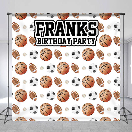 Lofaris Personalized All Star Sports Birthday Backdrop Basketball Soccer and Football Custom Name Party for Boy