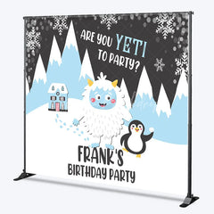 Lofaris Personalized Are You Yeti to Party Custom Birthday Backdrop Winter Wonderland and Penguin Decoration