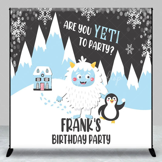 Lofaris Personalized Are You Yeti to Party Custom Birthday Backdrop Winter Wonderland and Penguin Decoration