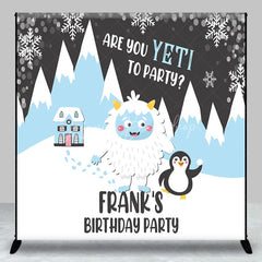 Lofaris Personalized Are You Yeti to Party Custom Birthday Backdrop Winter Wonderland and Penguin Decoration