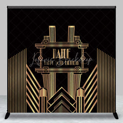 Lofaris Personalized Art Deco Gold 50th Birthday Backdrop Custom Name Gatsby Style Party Banner