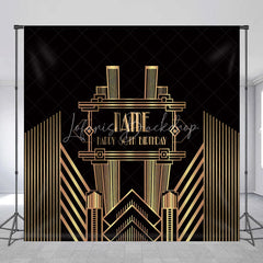Lofaris Personalized Art Deco Gold 50th Birthday Backdrop Custom Name Gatsby Style Party Banner