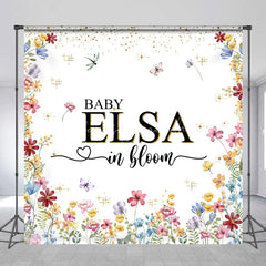 Lofaris Personalized Baby in Bloom Shower Backdrop Wildflower Floral Butterfly Garden Party Decor for Girl