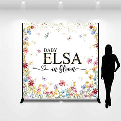 Lofaris Personalized Baby in Bloom Shower Backdrop Wildflower Floral Butterfly Garden Party Decor for Girl