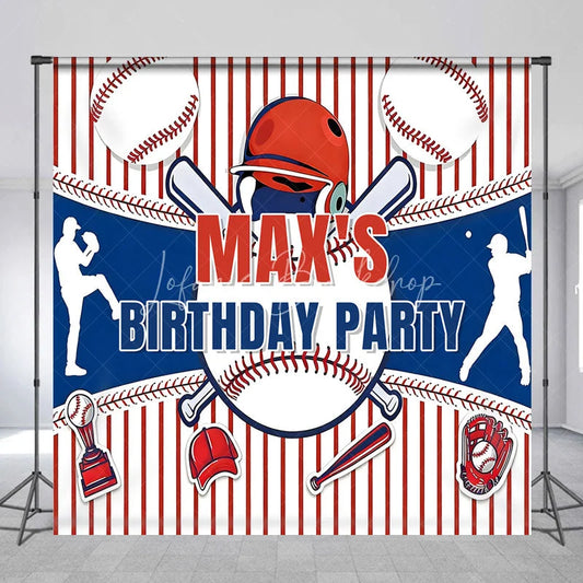 Lofaris Personalized Baseball Birthday Party Custom Backdrop Red White and Blue Sports Theme Decor for Kids Celebration