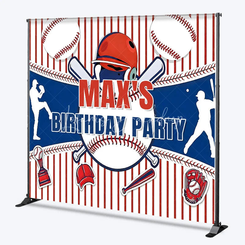 Lofaris Personalized Baseball Birthday Party Custom Backdrop Red White and Blue Sports Theme Decor for Kids Celebration