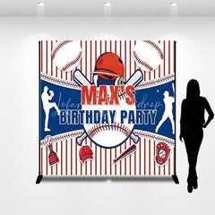 Lofaris Personalized Baseball Birthday Party Custom Backdrop Red White and Blue Sports Theme Decor for Kids Celebration