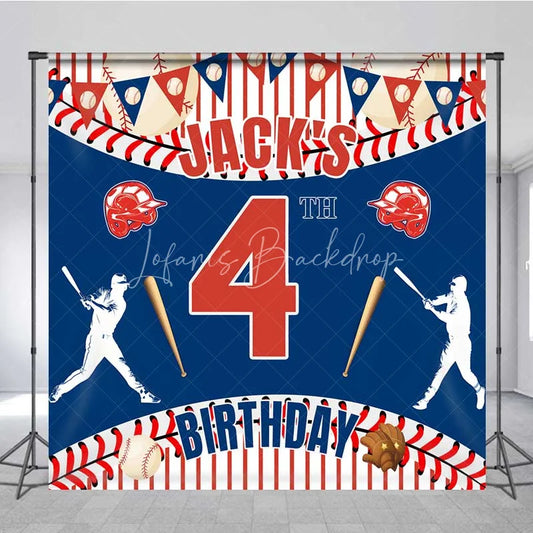 Lofaris Personalized Baseball Custom Birthday Backdrop Red Stripes Sports Theme Boys Party Photography Background