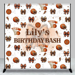 Lofaris Personalized Basketball and Bows Birthday Backdrop A Sweet Little All Star is on the Way Custom Name Sports Party