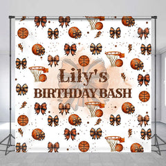 Lofaris Personalized Basketball and Bows Birthday Backdrop A Sweet Little All Star is on the Way Custom Name Sports Party