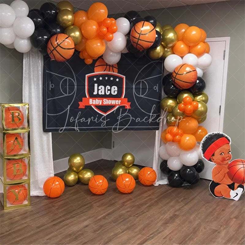 Lofaris Personalized Basketball Baby Shower Backdrop Custom Name Sports Theme Court Party Banner