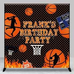 Lofaris Personalized Basketball Birthday Party Backdrop Slam Dunk with Flames and Scoreboard Custom Name Sports Theme Decor