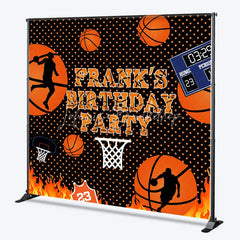 Lofaris Personalized Basketball Birthday Party Backdrop Slam Dunk with Flames and Scoreboard Custom Name Sports Theme Decor