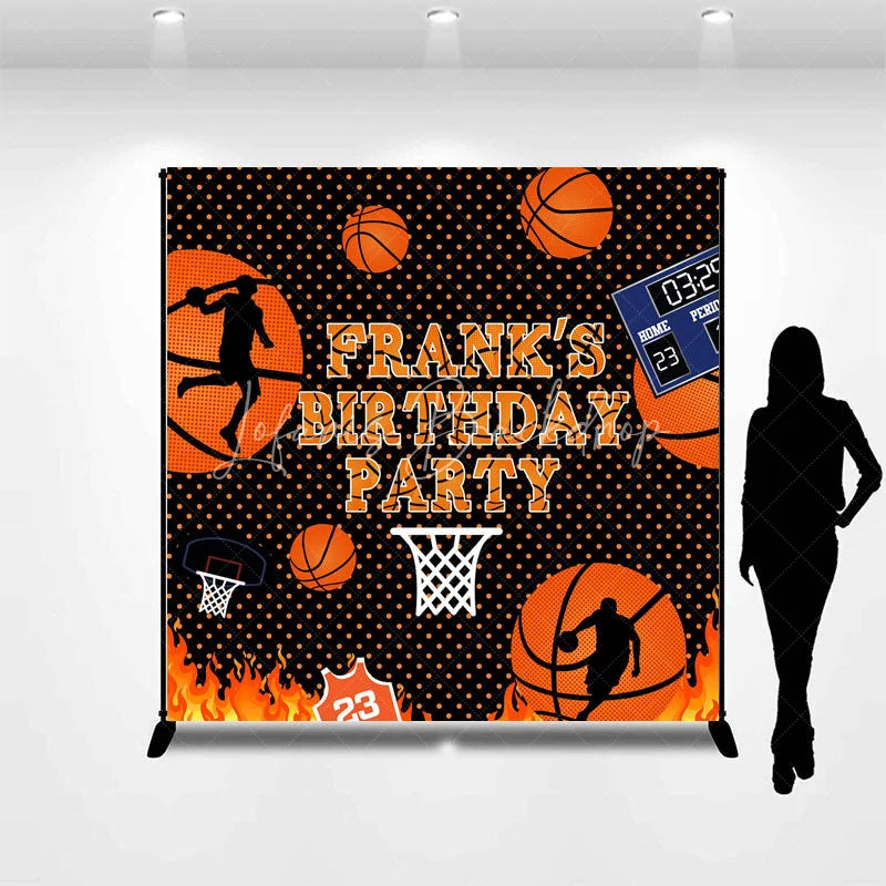 Lofaris Personalized Basketball Birthday Party Backdrop Slam Dunk with Flames and Scoreboard Custom Name Sports Theme Decor