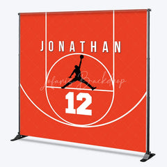 Lofaris Personalized Basketball Red Court Birthday Backdrop Custom Name and Number Sports Party Banner