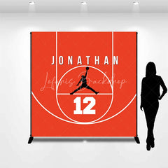 Lofaris Personalized Basketball Red Court Birthday Backdrop Custom Name and Number Sports Party Banner