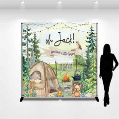 Lofaris Personalized Camping Theme Backdrop Here Comes a Little Camper Forest Adventure Baby Shower Decoration