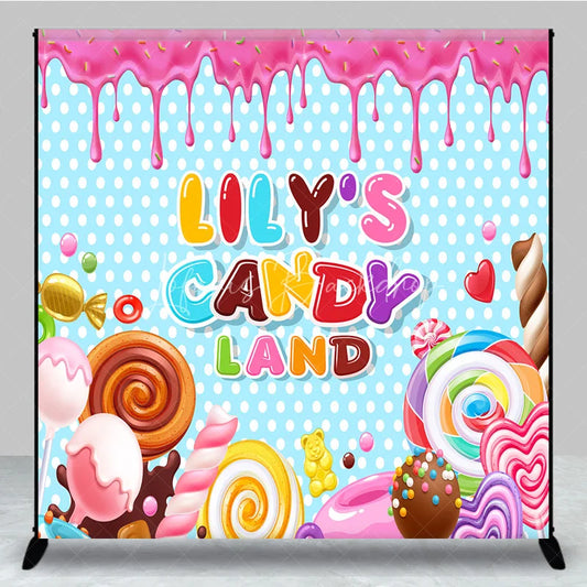 Lofaris Personalized Candy Land Birthday Backdrop Sweet Candyland Theme Background Custom Name Lollipops Party