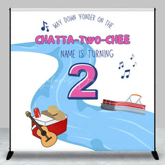 Lofaris Personalized Chatta-Two-Chee 2nd Birthday Backdrop River Boat and Country Music Theme Background Custom Name Boys Decor