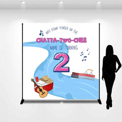 Lofaris Personalized Chatta-Two-Chee 2nd Birthday Backdrop River Boat and Country Music Theme Background Custom Name Boys Decor