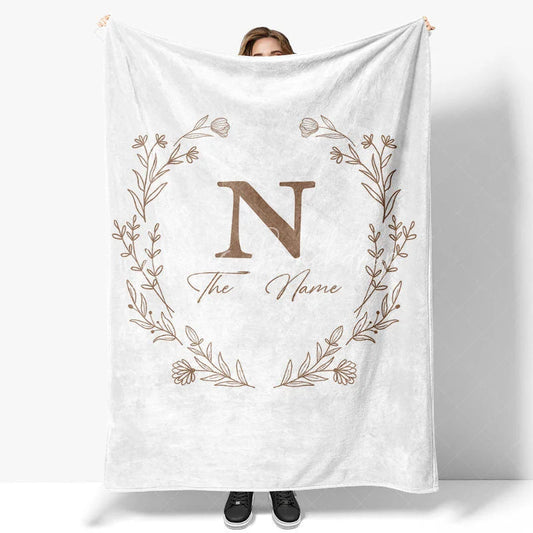 Lofaris Personalized Christmas Holly Blanket with Custom Name Festive Holiday Botanical Print Red Xmas Gift for Family