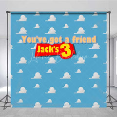 Lofaris Personalized Cloud Sky Custom Birthday Backdrop Blue Cartoon Clouds Boys Kids Party Photography Background