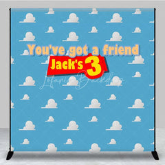 Lofaris Personalized Cloud Sky Custom Birthday Backdrop Blue Cartoon Clouds Boys Kids Party Photography Background