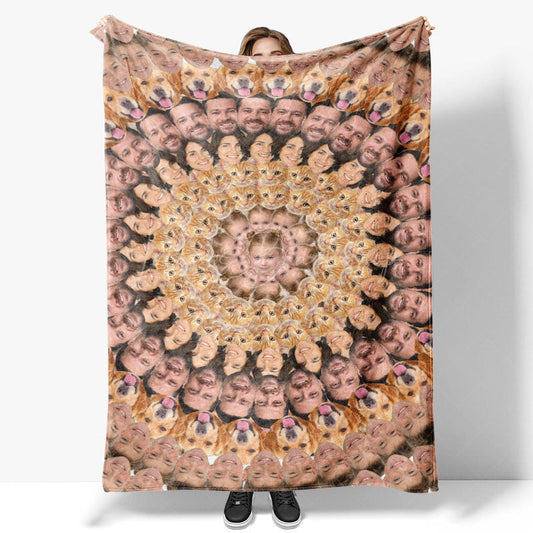 Lofaris Personalized Collage Photo Blanket with Custom Faces Add Pictures of Family and Pets Funny Novelty Gift