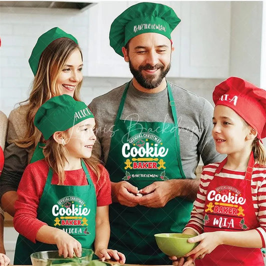 Lofaris Personalized Cookie Crew Christmas Apron Custom Name Baking Team Wear Festive Kitchen Gift for Family