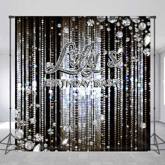 Lofaris Personalized Diamond Birthday Bash Backdrop Luxury Silver Glitter Glamour Party Banner