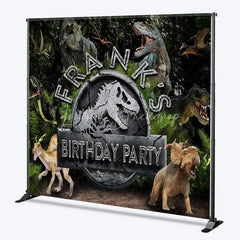 Lofaris Personalized Dinosaur Custom Birthday Backdrop Jurassic World Style T-Rex Jungle Forest Party Decoration