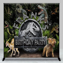 Lofaris Personalized Dinosaur Custom Birthday Backdrop Jurassic World Style T-Rex Jungle Forest Party Decoration