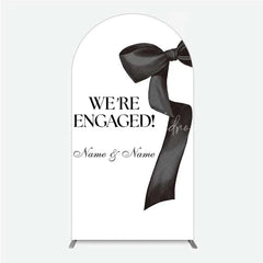 Lofaris Personalized Engagement Arch Backdrop Black Bow Minimalist Wedding Sign Decoration