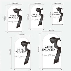 Lofaris Personalized Engagement Arch Backdrop Black Bow Minimalist Wedding Sign Decoration
