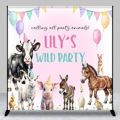 Lofaris Personalized Farm Animals Wild Party Backdrop Watercolor Barnyard Friends Custom Name Birthday for Girl